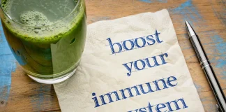 boost your immune system written on paper with juice