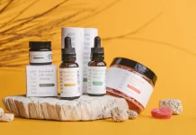 CBD products with orange background
