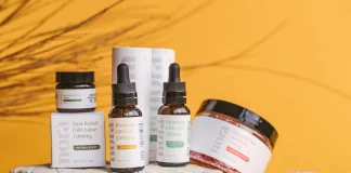 CBD products with orange background
