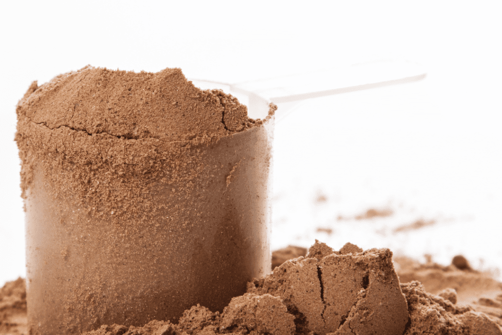 close up of protein powder