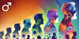 A conceptual visual of male silhouettes progressing from young adulthood to old age, symbolizing changes in testosterone levels. The color gradient shifts from vibrant hues in youth to subdued tones in older age, visually depicting hormonal decline
