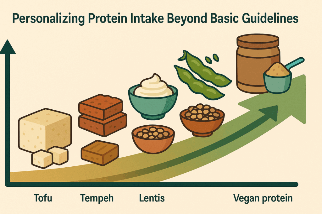 Infographic showing tofu, tempeh, seitan, lentils, Greek yogurt, edamame, hemp seeds, and vegan protein powder ranked visually by digestibility for a low carb vegetarian diet
