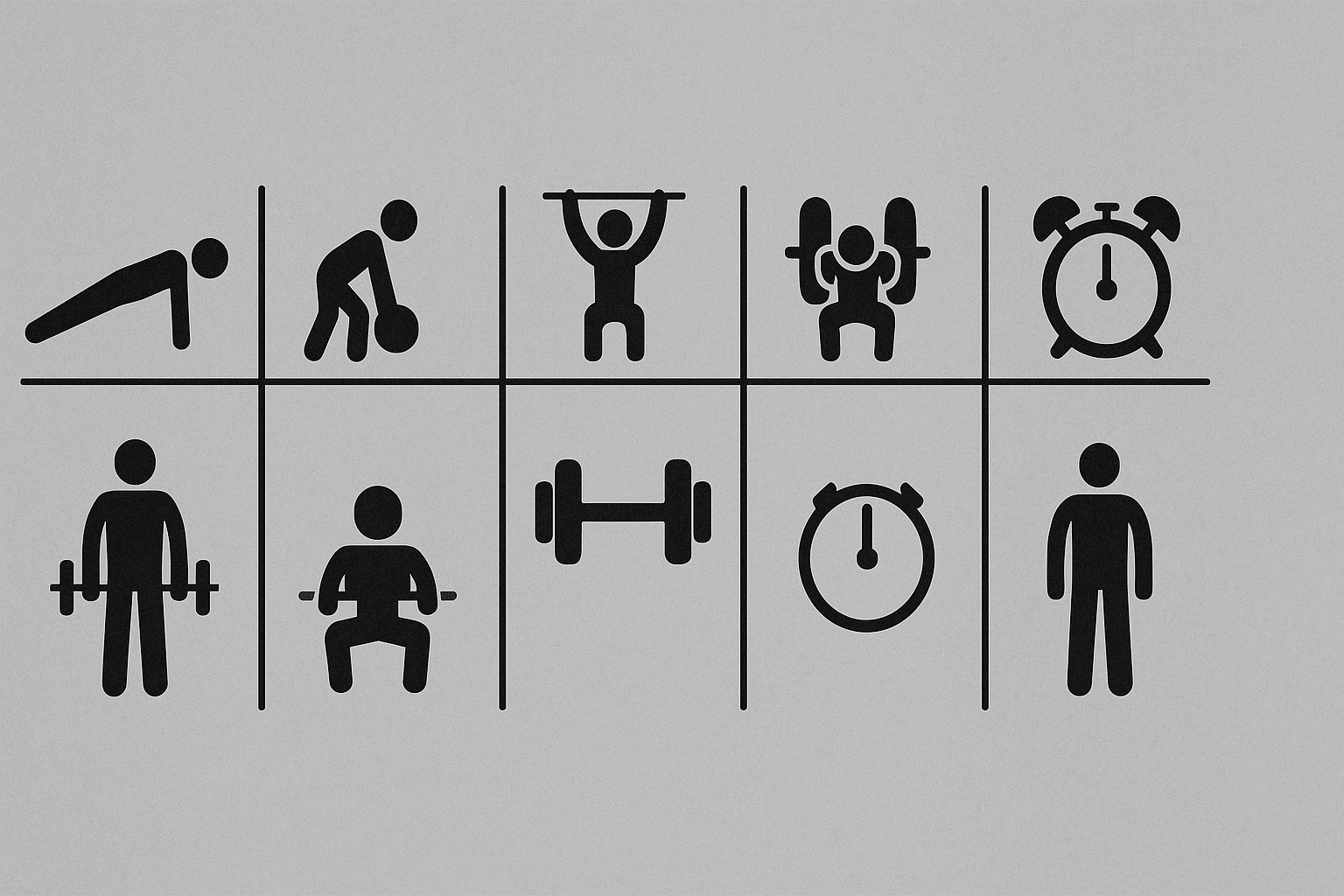 Visual planner of a 5-day hypertrophy workout program showing push, pull, leg training, and rest days using fitness icons