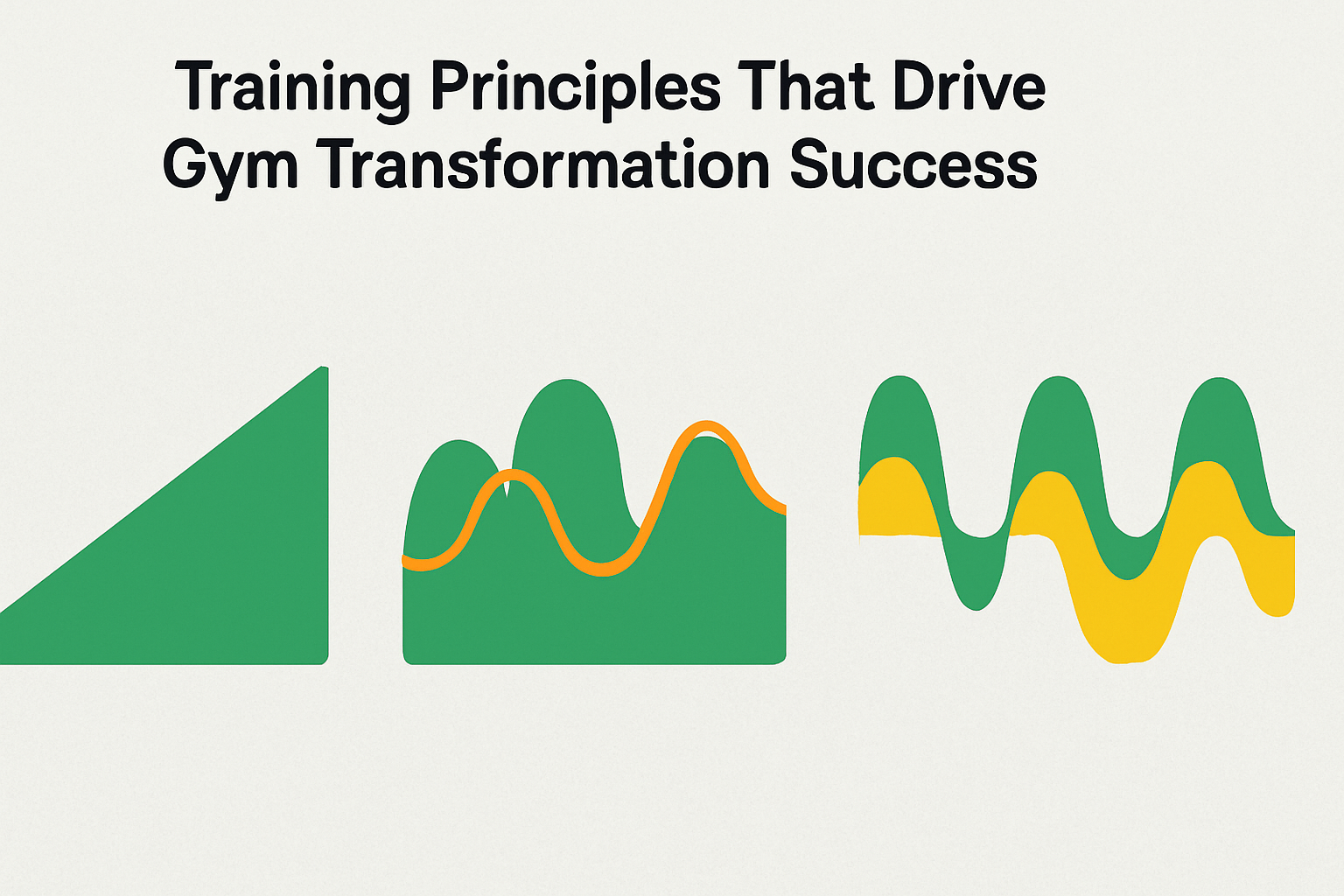 Abstract infographic comparing linear, undulating, and non-linear training models to illustrate fitness before and after transformation strategies.