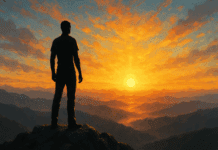 12 Powerful Signs of a Strong Person That Shape Mental Toughness and Discipline Silhouette of a lone figure standing on a mountain at sunrise, symbolizing resilience and signs of a strong person.