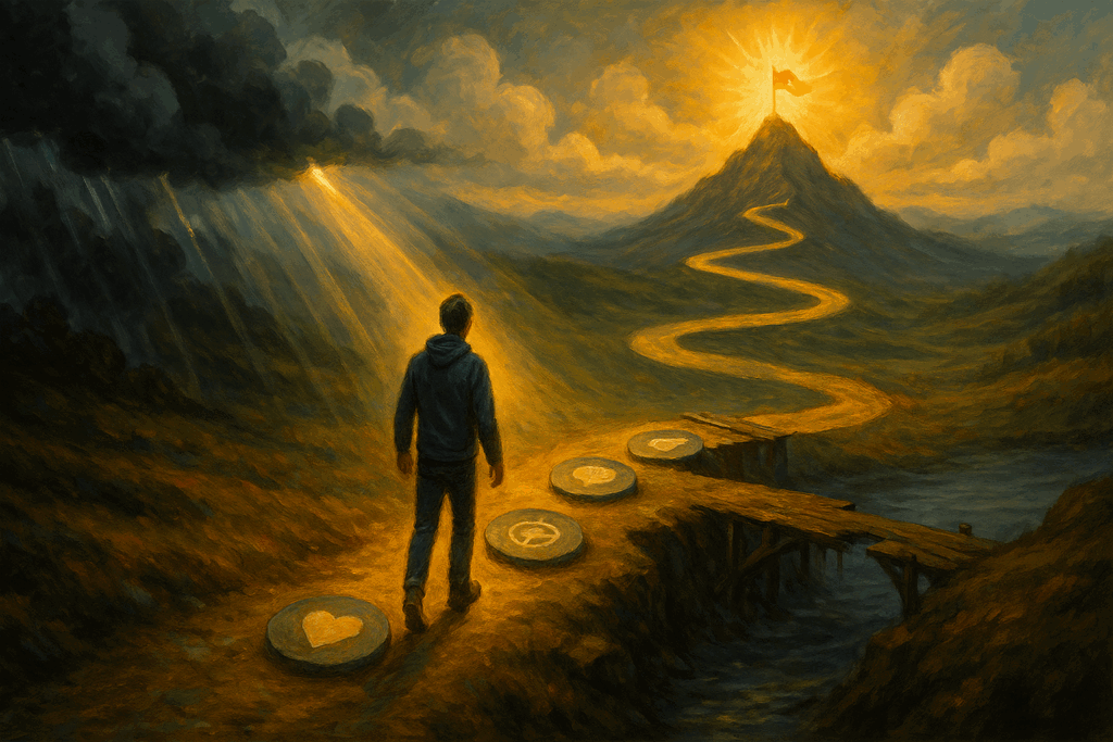 Person walking a symbolic path toward success, illustrating why should we care about mental health in overcoming life’s obstacles.
