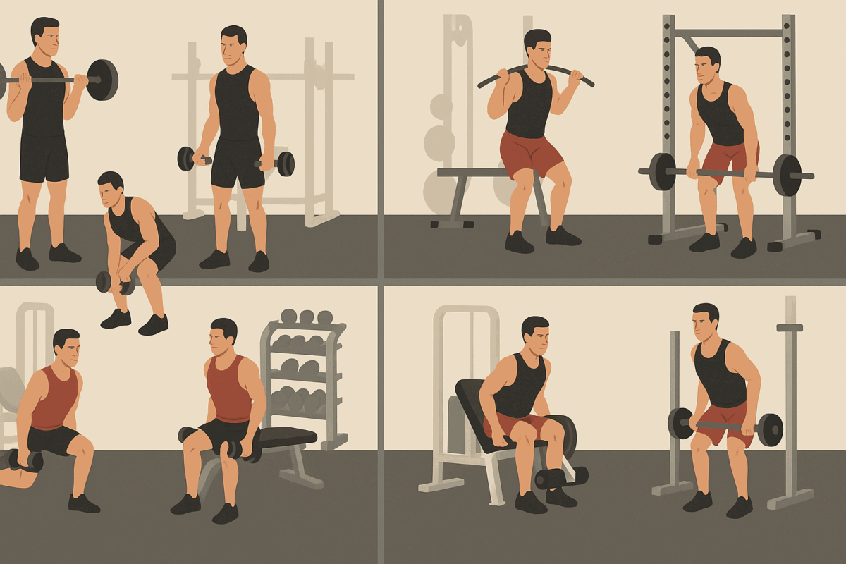 Four illustrated gym stations showing different superset styles to explore are supersets good for hypertrophy training.